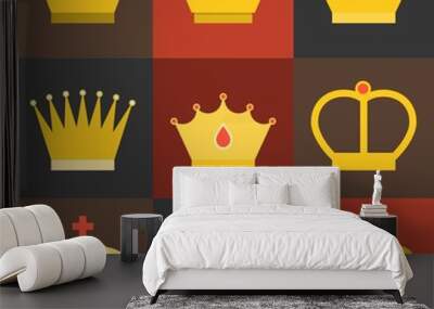 Vector crown, flat design set 2 Wall mural