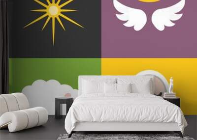 Vector jesus born icons set, flat design Wall mural