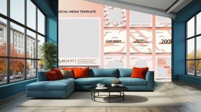 social media template banner beauty care cosmetic and spa sale promotion. fully editable instagram and facebook square post frame puzzle organic sale poster Wall mural