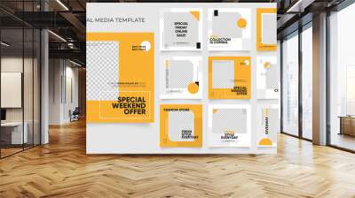 social media template banner blog fashion sale promotion. fully editable instagram and facebook square post frame puzzle organic sale poster. fresh yellow element shape vector background Wall mural