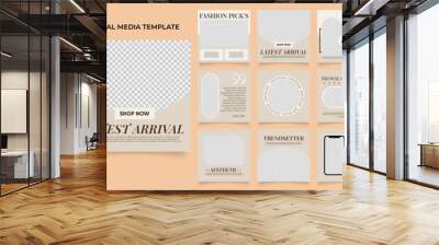 social media template banner fashion sale promotion in brown beige. fully editable instagram and facebook square post frame puzzle organic sale poster Wall mural