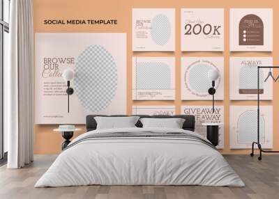 social media template banner fashion sale promotion in brown color. fully editable instagram and facebook square post frame puzzle organic sale poster. Wall mural