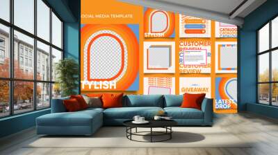 social media template banner fashion sale promotion in colorful color. fully editable instagram and facebook square post frame puzzle organic sale poster. Wall mural