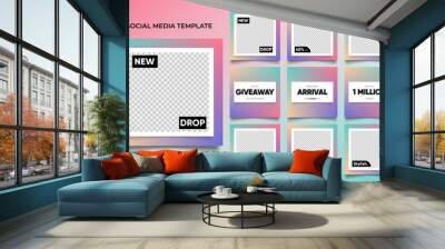 social media template banner fashion sale promotion in multiple color. fully editable instagram and facebook square post frame puzzle organic sale poster. Wall mural