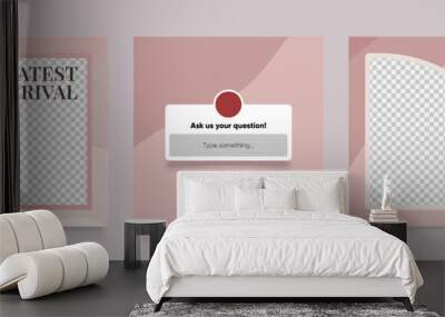 social media template banner fashion sale promotion in pink color. fully editable instagram and facebook square post frame puzzle organic sale poster Wall mural