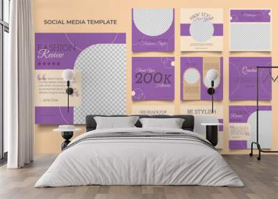 social media template banner fashion sale promotion in purple brown color. fully editable instagram and facebook square post frame puzzle organic sale poster. Wall mural