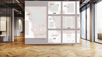 social media template banner fashion sale promotion. fully editable instagram and facebook square post frame puzzle organic sale poster. brown grey white vector background Wall mural