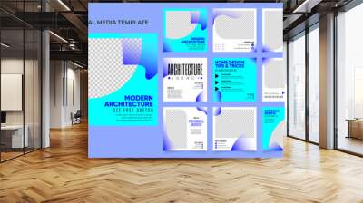 social media template banner house architecture service promotion. fully editable instagram and facebook square post frame puzzle organic sale poster Wall mural