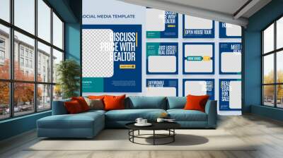 social media template banner house architecture service promotion. fully editable instagram and facebook square post frame puzzle organic sale poster Wall mural