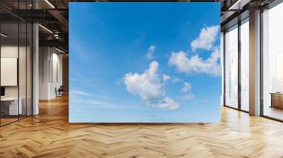 Blue sky and white fluffy tiny clouds background and pattern Wall mural