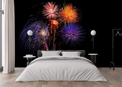 colorful fireworks -  beautiful colorful firework isolated displ Wall mural