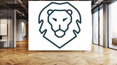 Bold lion head icon design. This minimalist lion head icon conveys strength, power, and leadership. It can be used as a logo or brand mark, symbolizing courage and determination. Wall mural