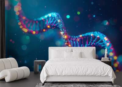 Dna structure. Explore the intricate double helix of DNA, the genetic code that defines life. Learn about its structure, function, and implications for health and disease. Wall mural