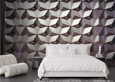 Geometric wall pattern. Abstract geometric wall design with 3D effect and metallic finish. Ideal for modern and contemporary interiors. Wall mural