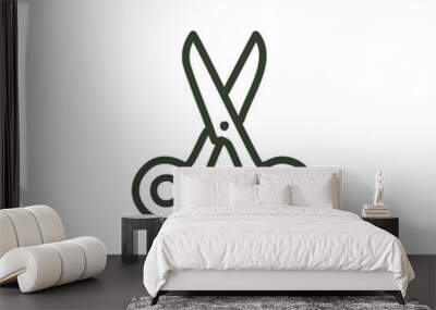 Simple scissors outline icon. Line art icon of a pair of scissors. Ideal for web design, mobile apps, and print media. Wall mural