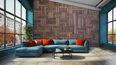 Wooden floor pattern. Detailed wooden floor pattern with various shades and shapes of wood. Wall mural