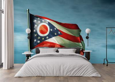 Ohio (USA) flag waving on the wind Wall mural