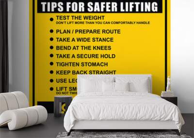 Back To Basics, tips for safer lifting, sign vector Wall mural