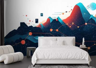 Expanding data arrows in a futuristic landscape the growth and progress achieved through data analytics and intelligence Wall mural