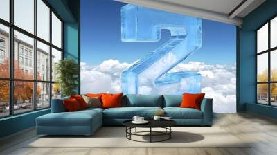 Transparent Glass Number 2 with Captivating Lighting Reflections Isolated on a Clean Sky Background  Minimalist Modern and Elegant Design Suitable for Various Creative Projects Wall mural