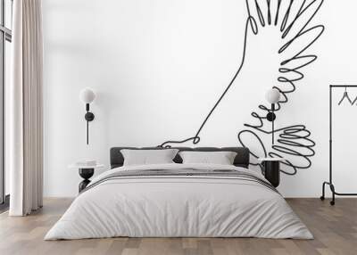 Drawing a continuous line. Eagle on white isolated background Wall mural