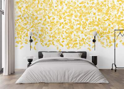 Floral pattern. Bright small flower pattern background with sweet osmanthus.  Confetti falling on white background. Color confetti for greeting cards, wedding invitation, gift packages. Wall mural