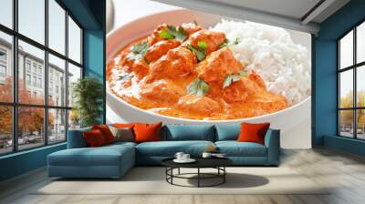 a serving of Indian butter chicken with rice Wall mural