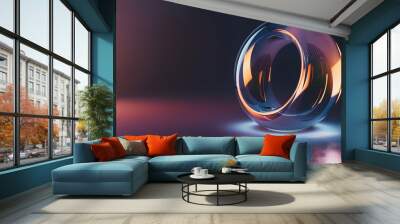 an abstract minimal quantum portal with a smooth, illuminated edge, set against a dark, unobtrusive backdrop Wall mural