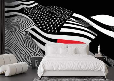 dynamic minimalist abstract illustration USA flag Wall mural