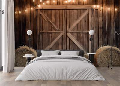 photography studio backdrop of a wooden barn door Wall mural