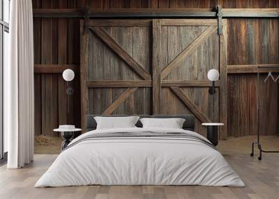 photography studio backdrop of barn door, cowboy background, grunge style Wall mural