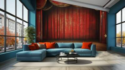 photography studio backdrop of theater red curtains Wall mural