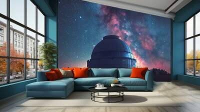 vintage photography of nostalgic star observatory on a clean night sky Wall mural