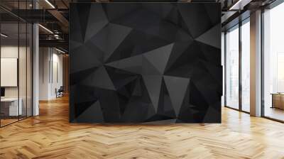 3D Illustration - Black low poly texture Wall mural