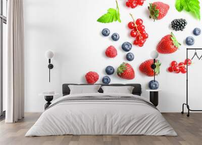 Assorted wild fresh summer berries Wall mural