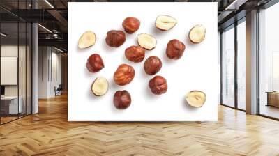 Tasty and nutritious hazelnuts isolated on white Wall mural