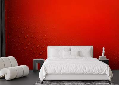 Water drops on red background Wall mural