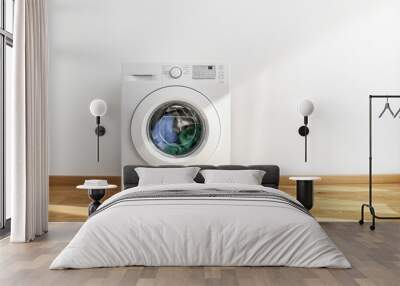 Working washing machine on white background Wall mural