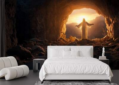 Easter, crucifixion and resurrection of Jesus Christ the Messiah Wall mural