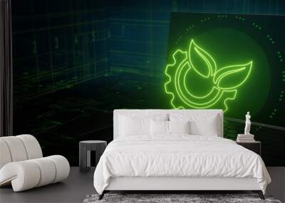 Industrial gear leaf technology 3D Illustration Wall mural