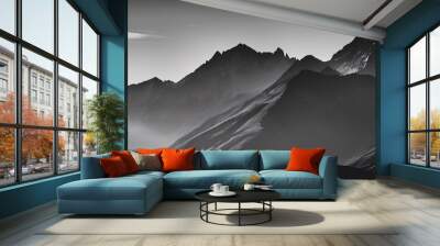 Majestic Mountain Range in Black and White Wall mural