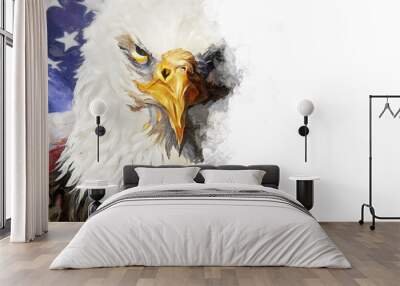 USA independence day 4 july 2022 banner with flag and fierce eagle. July 4th Freedom and Independence Day Concept Banner Wall mural