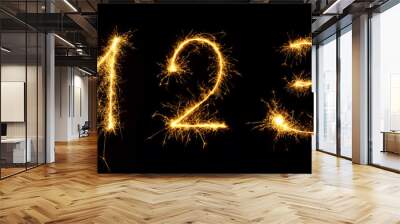 beautiful set of fireworks numbers 1,2,3 close up Wall mural