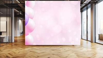 Frame of pastel party balloons on soft background Wall mural