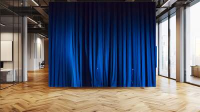 Panoramic Background of blue curtain on stage of theater Wall mural