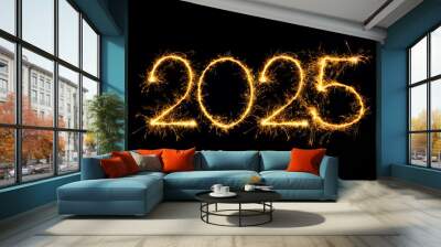 Sparkling type New Year 2025 Wall mural