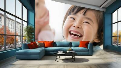 Adorable kid laughing show good healthy tooth ,happy emotion Wall mural