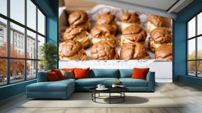 profiteroles sweet baked caramle cream dessert round christmas food  Wall mural