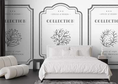 Customizable black and white Pantry label collection. Wall mural