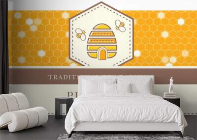 Vector template with seamless pattern - natural honey collection Wall mural